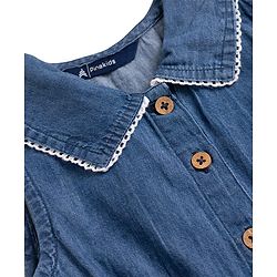 Pine Kids Cotton Woven Sleeveless Solid Color Frock - Navy Blue
