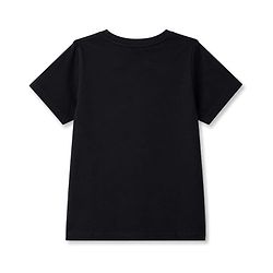 Pine Kids Cotton Knit Half Sleeves T-Shirt with Bear & Text Print - Black
