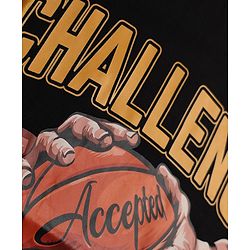 Pine Kids Cotton Knit Half Sleeves T-Shirt with Basketball Graphic - Black