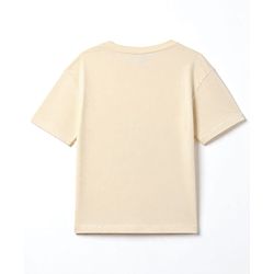 Pine Kids 100% Cotton Knit T-Shirt with Half Drop Shoulder Sleeves and 86 New York Floral Print - Off White