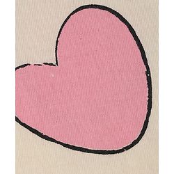Pine Kids 100% Cotton Knit T-Shirt with Half Sleeves and Hearts Print - Cream