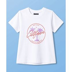 Pine Kids Cotton Knit Half Sleeves T-Shirt with California Unlimited Adventure Print - White