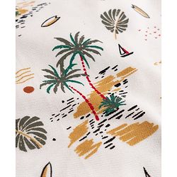 Pine Kids Cotton Knit  Half Sleeves  Polo T-Shirt with Beach Theme Print - White