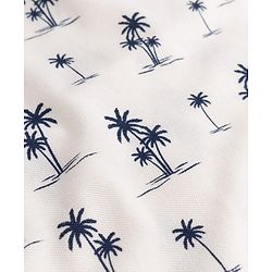 Pine Kids Cotton Knit Half Sleeves Polo T-Shirt with Tropical Print -  Offwhite