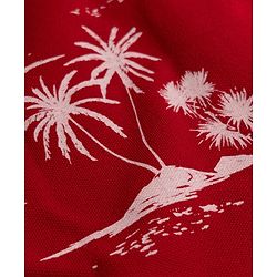 Pine Kids Cotton Knit Half Sleeves Polo T-Shirt with Tropical Theme Print - Red
