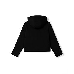 Pine Kids Cotton Looper Knit Full Sleeves Text Printed Hooded Top & Pant Set - Black