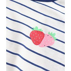 Pine Kids Cotton Knit Half Sleeves  Striped T-Shirt & Pyjama Night Suit - White