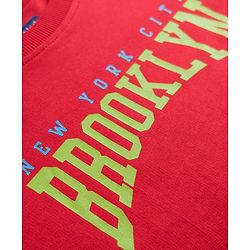 Pine Kids 100% Cotton Knit Full Sleeves Text Printed Winter Wear Set - Red