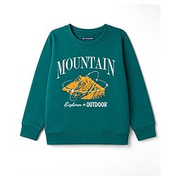 Pine Kids 100% Cotton Knit Full Sleeves Text Printed Winter Wear Set - Green