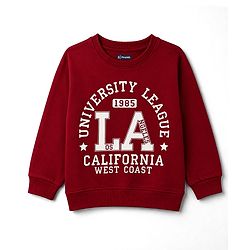 Pine Kids Looper Knit Full Sleeves Text Printed T-Shirt & Lounge Pant Set -  Maroon