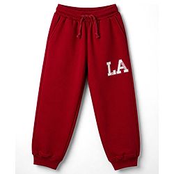 Pine Kids Looper Knit Full Sleeves Text Printed T-Shirt & Lounge Pant Set -  Maroon