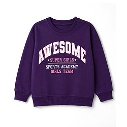Pine Kids Looper Knit Full Sleeves Text Printed Winter Wear Suit - Purple