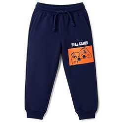Pine Kids Looper Knit Full Sleeves Text Printed Winter Wear Suit - Navy Blue