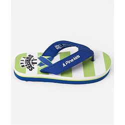 Pine Kids Slip On Striped Flip Flops With Text Print - Green