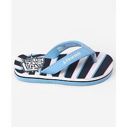 Pine Kids Slip On Striped Flip Flops With Text Print - Black