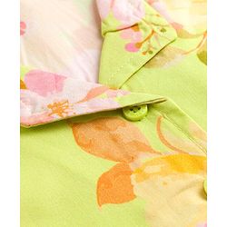 Pine Kids Cotton Woven Half Sleeves Floral Printed Top & Pant Set - Lemon Yellow