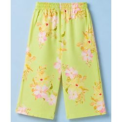 Pine Kids Cotton Woven Half Sleeves Floral Printed Top & Pant Set - Lemon Yellow