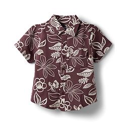 Pine Kids Cotton Knit Half Sleeves Shirt & Bottom Set with Floral Print - Brown