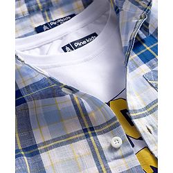 Pine Kids Cotton Woven Checks Twofer Shirt with Full Sleeves - Blue