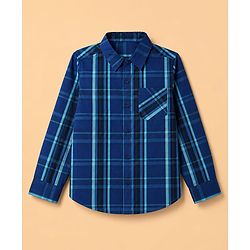Pine Kids Cotton Woven Checks Twofer Shirt with Half Sleeves -  Blue
