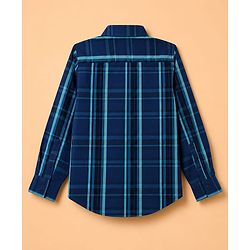 Pine Kids Cotton Woven Checks Twofer Shirt with Half Sleeves -  Blue