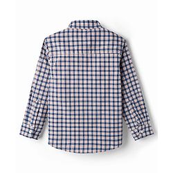 Pine Kids Cotton Woven Checks Twofer Shirt with Full Sleeves - Navy Blue
