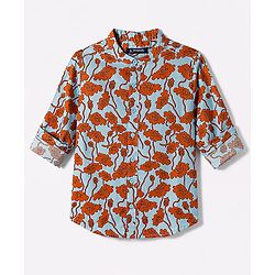 Pine Kids 100% Cotton Woven Full Sleeves Floral Printed Shirt - Multicolor