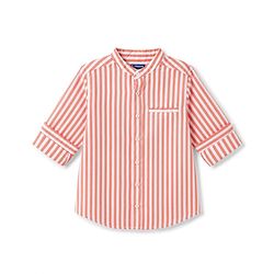 Pine Kids 100% Cotton Woven Full Sleeves Striped Shirt - Orange