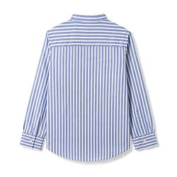 Pine Kids Cotton Woven Striped Shirts with Mandarin Collar Blue 4-5 Years