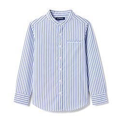 Pine Kids Cotton Woven Striped Shirts with Mandarin Collar Blue 4-5 Years