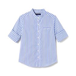 Pine Kids Cotton Woven Striped Shirts with Mandarin Collar Blue 4-5 Years