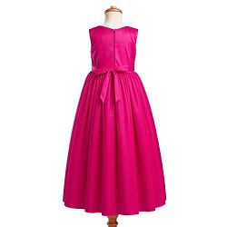 Pine Kids Cotton Woven Sleeveless Solid Party Dress With Floral Applique - Dark Pink