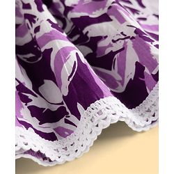 Pine Kids Cotton Woven Three-Fourth Floral Printed Kurti & Churidar Set With Dupatta - Purple