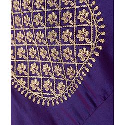 Pine Kids Woven Three Fourth Sleeves Embroidered Yoke Kurti Churidar Set with Dupatta - Violet