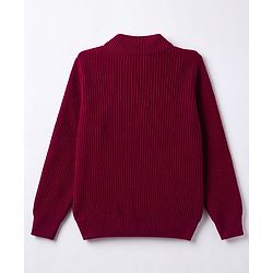 Pine Kids Knit Full Sleeves Solid Pullover Sweater - Wine