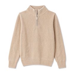 Pine Kids Knit Full Sleeves Solid Colour High Neck Pullover- Beige