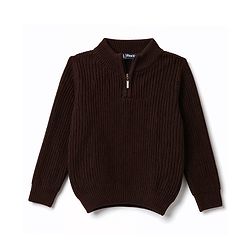 Pine Kids Knit Full Sleeves Solid Colour Pullover - Brown