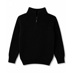 Pine Kids Knit Full Sleeves Solid Colour Pullover - Black
