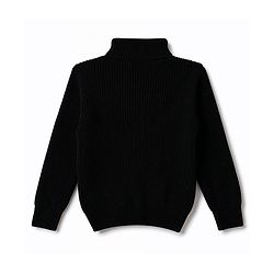 Pine Kids Knit Full Sleeves Solid Colour Pullover - Black