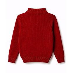Pine Kids Knit Full Sleeves Solid Colour Pullover - Red