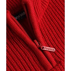 Pine Kids Knit Full Sleeves Solid Colour Pullover - Red