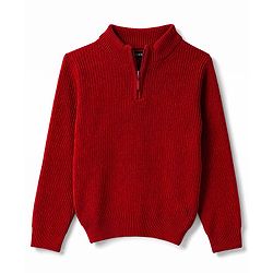 Pine Kids Knit Full Sleeves Solid Colour Pullover - Red
