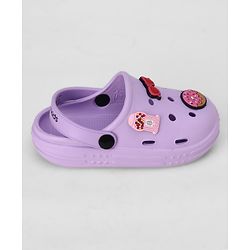 Pine Kids Backstrap Closure Clogs With Applique - Purple