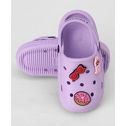 Pine Kids Backstrap Closure Clogs With Applique - Purple