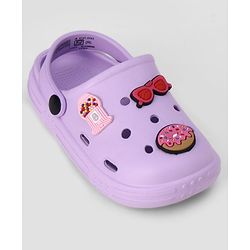 Pine Kids Backstrap Closure Clogs With Applique - Purple
