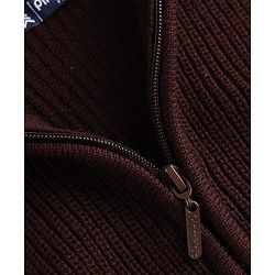 Pine Kids Knit Sleeveless Front Open Hooded Sweater - Brown