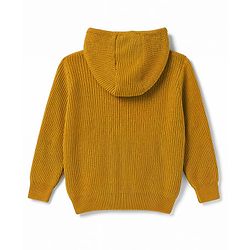 Pine Kids Knit Full Sleeves Front Open Hooded Sweater - Mustard