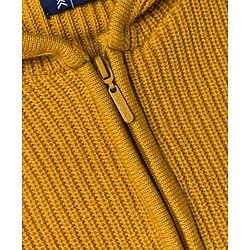 Pine Kids Knit Full Sleeves Front Open Hooded Sweater - Mustard