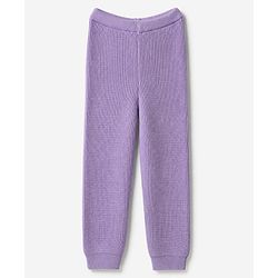 Pine Kids Knit Full Sleeves Solid Sweater Set - Purple