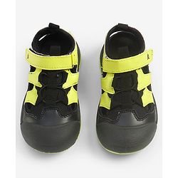 Pine Kids Velcro Closure Solid Sandals With Logo Print - Green